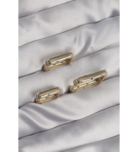 Northcity Pirinç Gold Renk Renkli Zirkon Taşlı Kare Model Küpe Seti 5886