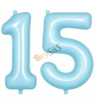15 Rakam Folyo Balon Mavi Rengi (76 cm)