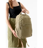 Bagacar Bolsas 1092 Su Geçirmez İthal Krinkıl Kumaş Laptop Bölmeli Okul ve Günlük Sırt Çantası Kum (Kahverengi)