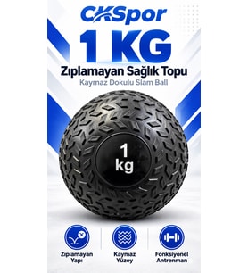 CKSpor 1 Kg Zıplamayan Sağlık Topu Slam Ball Crossfit Fitness Fonksiyonel Antrenman Ağırlık Topu