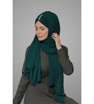 Zümrüt Arkadan Bağlamalı Şal Şifon Pileli Taşlı Elişi İşlemeli 1840_37