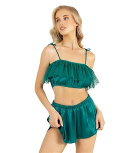 Arias Closet Zümrüt Saten Şort Takımı 9206