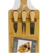 Bambu kesme tahtası 3 bıçaklı sunum tahtası 4 parça