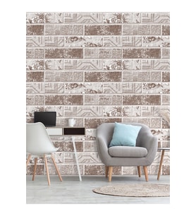 Dreamwall Desenli Taş Duvar Desenli Silinebilir Tekstil Duvar Kağıdı (Çok Renkli)