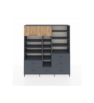 Hyperion Dolap 17 Raflı 6 Çekmeceli 3 Kapaklı 220x44x243 Antrasit-Çam/Antrasit