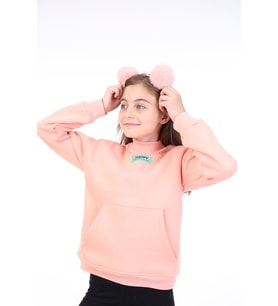 Toontoy Kız Çocuk Baskılı Sweatshirt (Somon)