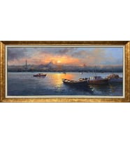 Altın Varaklı  Çerçeveli Paspartulu Tablo nd1478 (Gold)