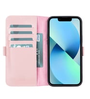 Apple iPhone 13 Pro Max Uyumlu Deri Cüzdanlı Kılıf Toz Pembe