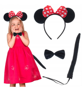 Minnie Mouse Kostüm Seti Taç Kuyruk Papyon Gösteri Seti (5343)