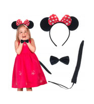 Minnie Mouse Kostüm Seti Taç Kuyruk Papyon Gösteri Seti (5343)