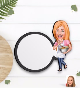 BK Gift Kişiye Özel Kadın Chef Karikatürlü Ahşap Bardak Altlığı