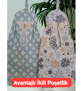 ENROSE Avantajlı İkili Poşetlik ( Turkuaz Varak Desenli+ Kar Taneli)