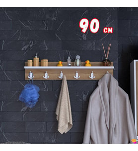 Modilayn Kedi Serisi 86,4x18 cm 6’lı Banyo Askısı Seti  18 Kancalı Raflı Düzenleyici Yer Tasarrufu.