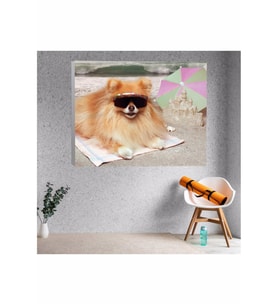 Kumsalda Köpek Kanvas Tablo