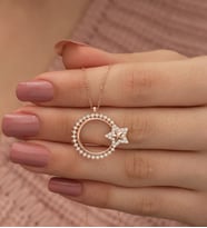 925 Ayar Zirkon Taşlı Ayyıldız Kadın Gümüş Kolye