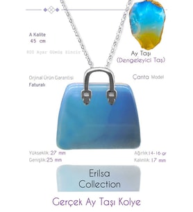 Sertifikalı Çanta Model Opal Taşı Kolye (Opalit Taşı) (Çok Renkli)