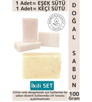 #DoğalSabun Bitkisel Organik Tüm Cilt Tipleri Yüz El Saç İçin Uygun Eşek Keçi Sütü Sabunu İkili Set