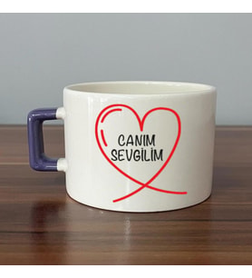 Canım Sevgilim Baskılı Mor Kulplu C Fincan