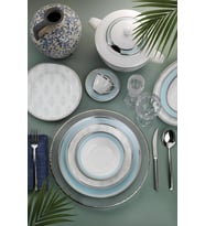 BONAMORE Kütahya Porselen Bone Kalipso 68 Parça 10555 Desenli Yemek Takımı