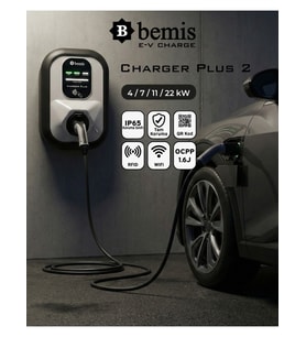 Bemis Charger Plus 2.Nesil Elektrikli Araç Şarj Cihazı - 4/7/11/22 Kw - 5 Metre Kablolu