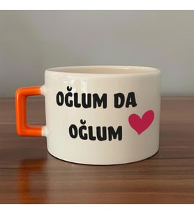 Oğlum Da Oğlum Baskılı Turuncu Kulplu C Fincan