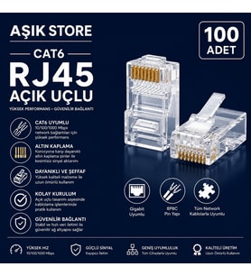 CAT6 RJ45 8P8C Konnektör 100 Adet