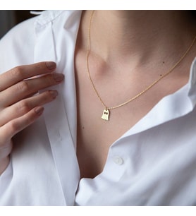 Kişiye Özel 925 Ayar Gümüş Minimal Hayalet Kolye (Gold)