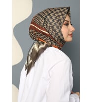 Afvente Soyut Desen Kahverengi Pamuk Eşarp (Çok Renkli)