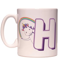 H Harfi Unicorn Boynuzlu At Tasarım Renkli Harfli Kupa Bardak