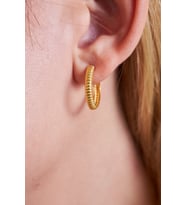 18k Altın Kaplama Spiral Formlu 925 Ayar Gümüş Kadın Halka Küpe VKP-7497 - Ventino
