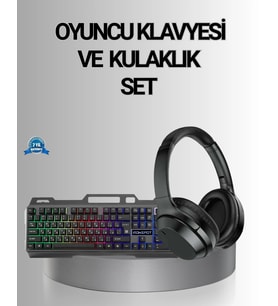 Işıklı Klavye Mouse Ve Bluetooth Kulaklık Seti Türkçe Q Usb