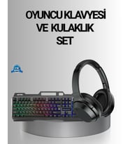 Işıklı Klavye Mouse Ve Bluetooth Kulaklık Seti Türkçe Q Usb