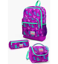 Coral High Kids Koyu Pembe Su Yeşili Peri Desenli 3’lü Okul Çanta Seti SET0123109