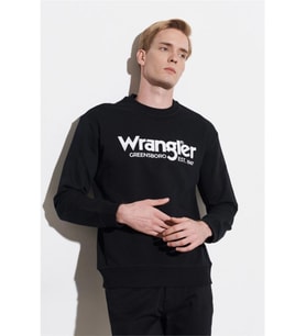 Wrangler Erkek Regular Fit Normal Kesim Pamuklu Sıfır Yaka Siyah Sweatshirt - W212025001