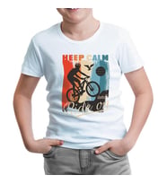 Keep Calm and Ride on Bicycle Beyaz Çocuk Tshirt