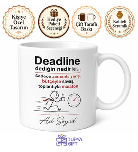 Proje Yöneticisine Deadline Esprili Stres Azaltıcı Kupa Bardak Hediye
