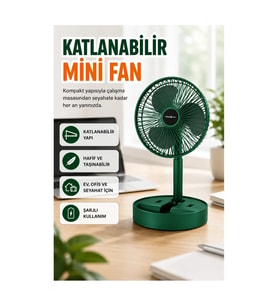 Katlanabilir Şarjlı Mini Fan – 3 Kademeli Hız Ayarlı Taşınabilir Tasarım