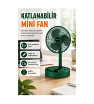 Katlanabilir Şarjlı Mini Fan – 3 Kademeli Hız Ayarlı Taşınabilir Tasarım