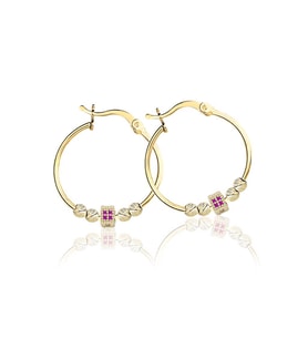 Pandora Model Koyu Pembe Taşlı Küpe (Altın)