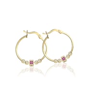 Pandora Model Koyu Pembe Taşlı Küpe (Altın)