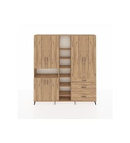 Arges Gardrop 13 Raflı 3 Çekmeceli 6 Kapaklı 220x30x243 Çam-Çam
