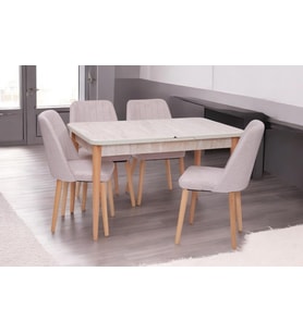 Milano Traverten Boyalı Mdf Mutfak Masa Takımı 80x130 (Bej)