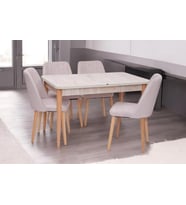 Milano Traverten Boyalı Mdf Mutfak Masa Takımı 80x130 (Bej)