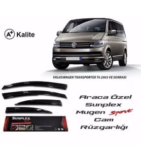 Vw Transporter T6 Mugen Cam Rüzgarlığı 2016+ sonrası 4'lü Sunplex (Beyaz)