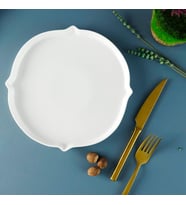 Aryıldız Lunar Yuvarlak Servis Tabağı Porselen Kabartmalı Beyaz 23 cm