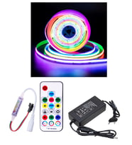 5 Metre 12V 12mm İç Mekan 720 Pixel Cob Ledli 17 Tuşlu Sese ve Müziğe Duyarlı RF Kumandalı 5A Plasti