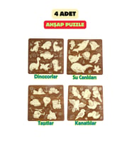 Çocuk Puzzle (Yapboz) Birinci Sınıf Ahşap 4 Parça Eğitici Öğretici Eğlenceli Set