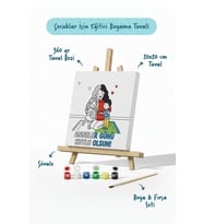 Anneler Günü Kutlu Olsun Boyama Tuvali Şövaleli Boya ve Fırça Seti 20x20 cm
