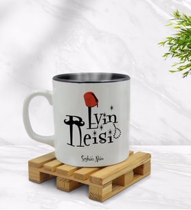 BK Gift Kişiye Özel Evin Reisi Tasarımlı İçi Siyah Renkli Kupa Bardak Model 2