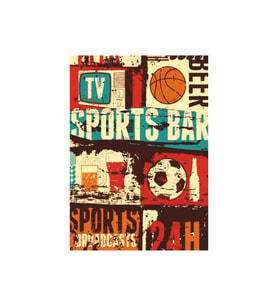 Sports Bar Retro Ahşap Tablo - 24 Saat Spor Yayını ve Bira Temalı Tasarım